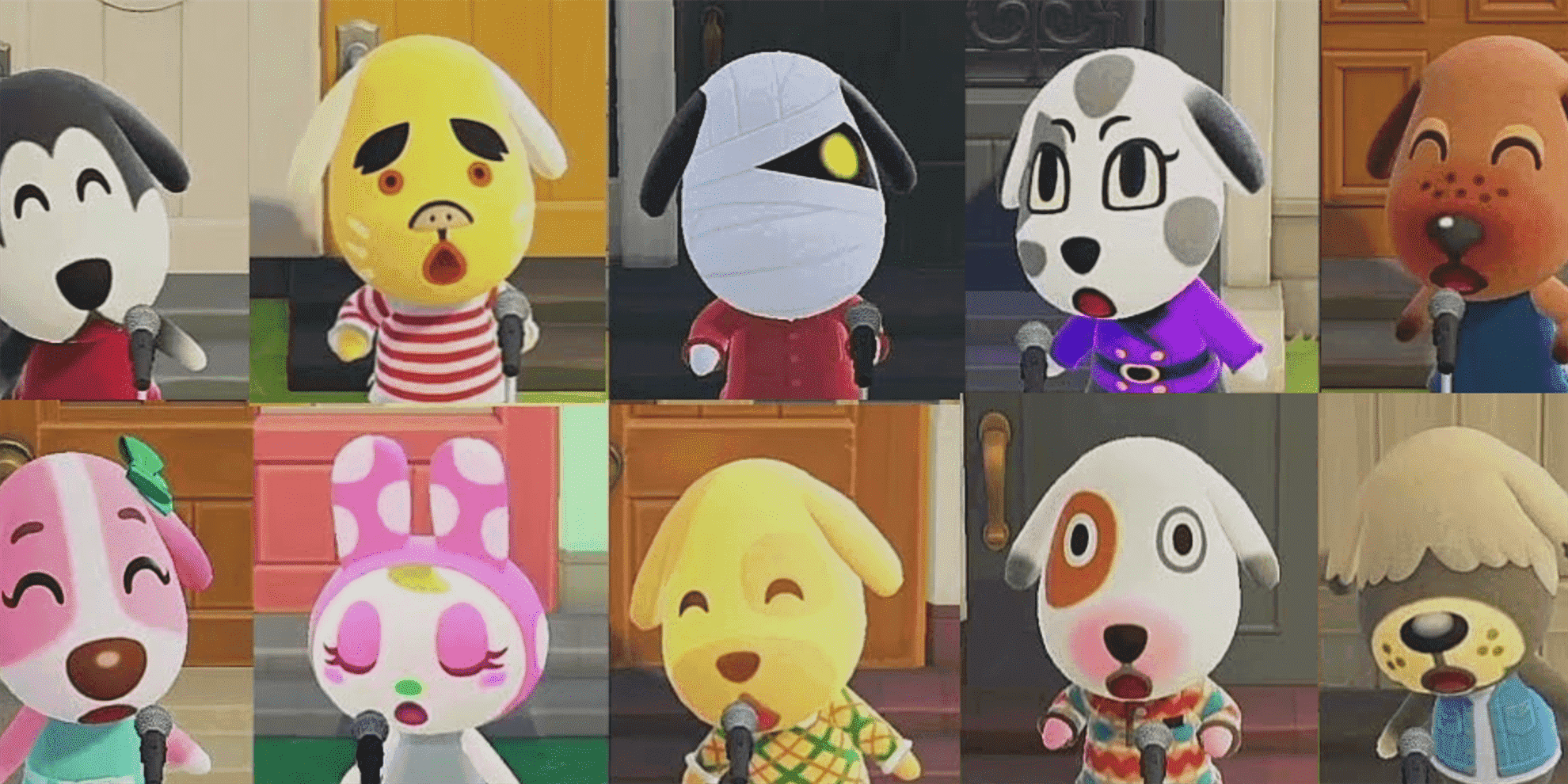 acnh villagers singing at microphone animal crossing new horizons music