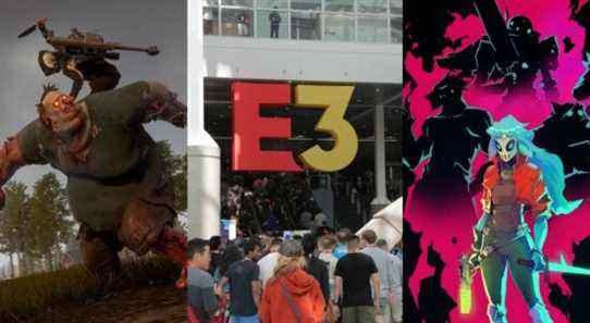 Man stabbing a zombie in State of Decay, an E3 event, and characters from Hyper Light Breaker