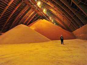 L'entrepôt de la mine de potasse Cory de Nutrien, près de Saskatoon.