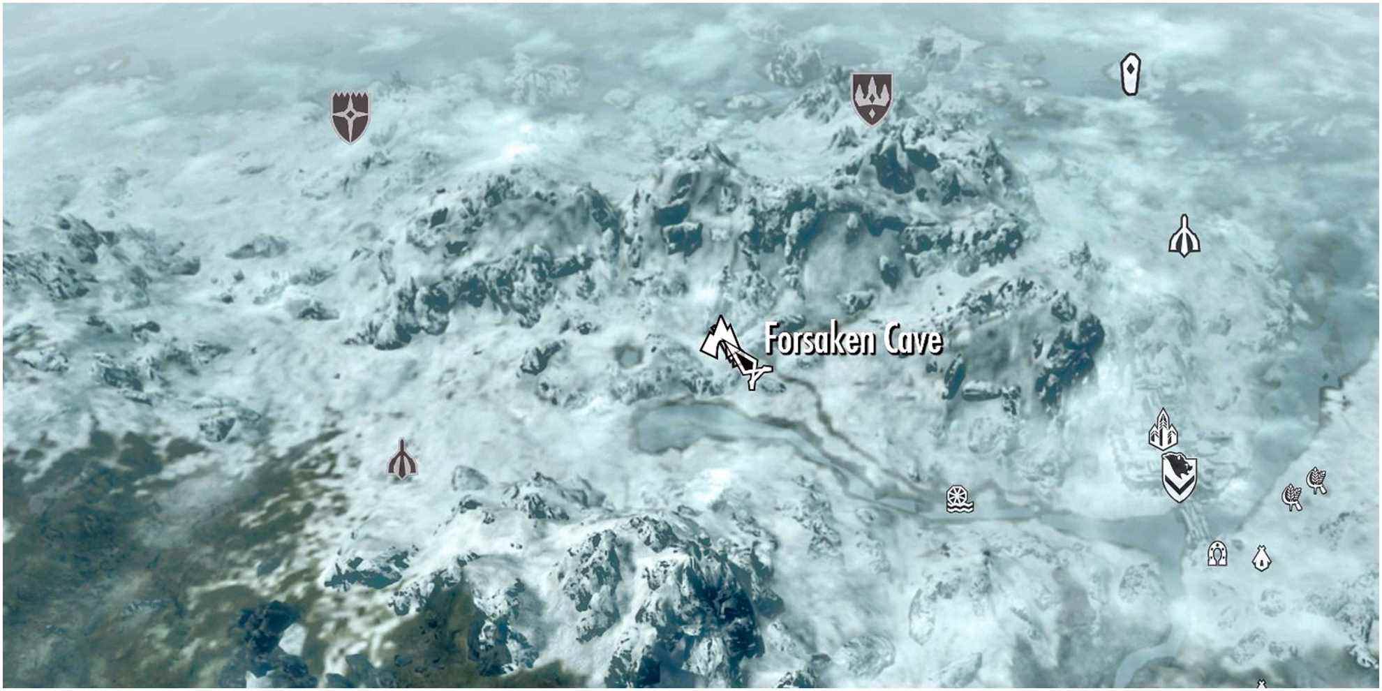 Emplacement de Skyrim Forsaken Cave sur la carte du monde