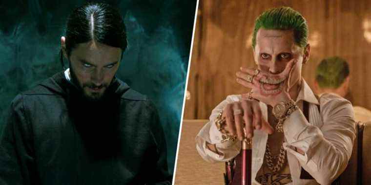 Jared Leto as Morbius and Jared Leto as the Joker