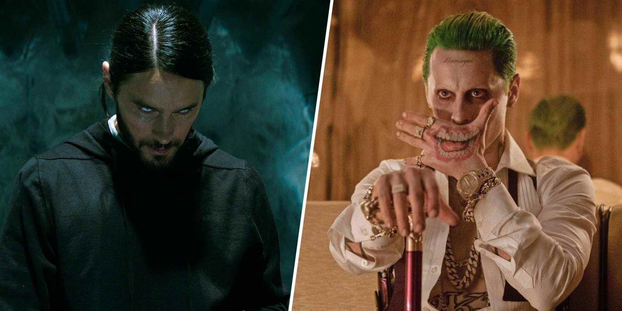 Jared Leto as Morbius and Jared Leto as the Joker