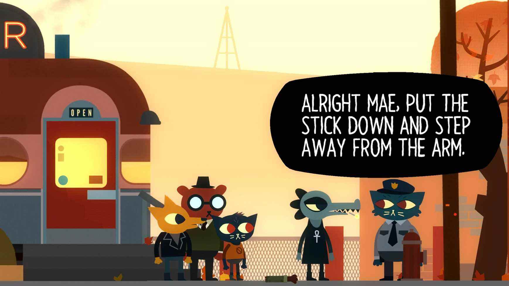 Une capture d'écran montrant Night in the Woods