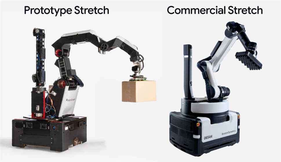 Ceux-ci ne sont pas parfaitement à l'échelle, mais voici le prototype de robot par rapport à la version commerciale.