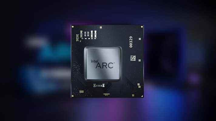 Un rendu de la puce Intel Arc Alchemist.