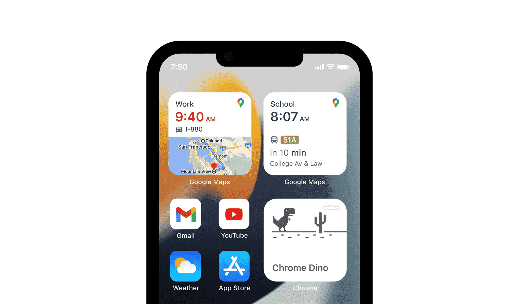 Google Maps nouveau widget de voyage épinglé sur iOS