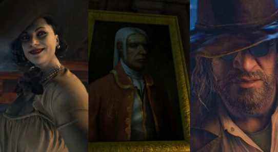 Horror Game Villains Inspired By Real People Split Featured Lady Dimitrescu, Alexander of Brennenburg, and Karl Heisenberg