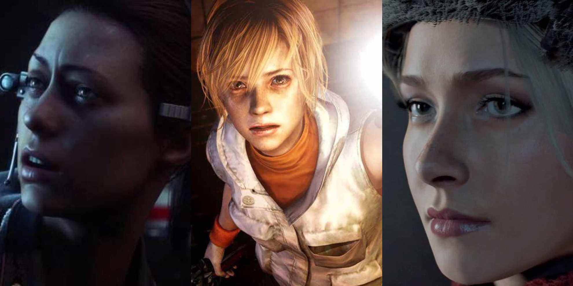 Best Horror Videogames Final Girls Amanda Ripley, Heather Mason, and Sam Giddings Split Featured