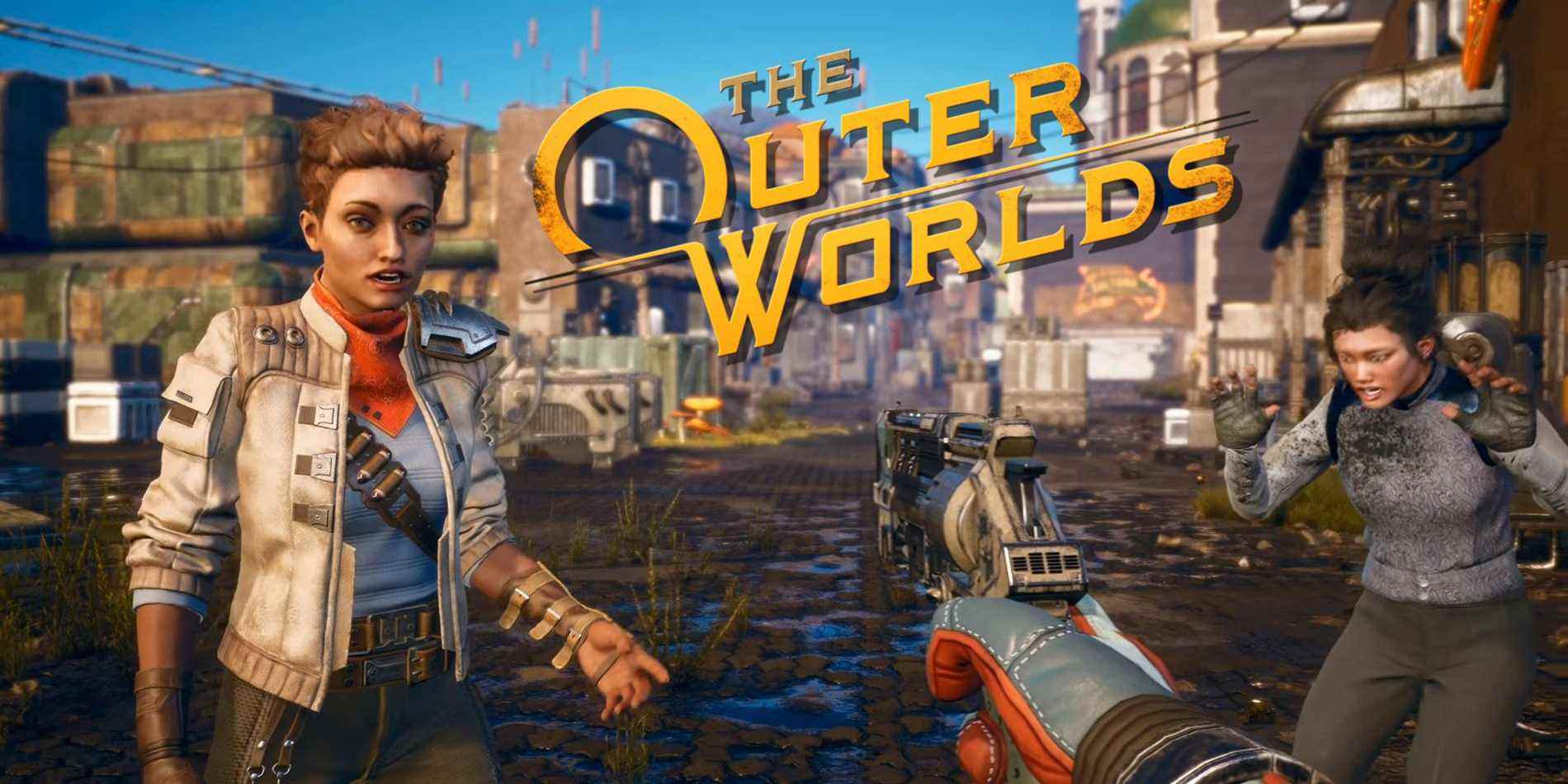 Joueur rencontrant des PNJ dans The Outer Worlds