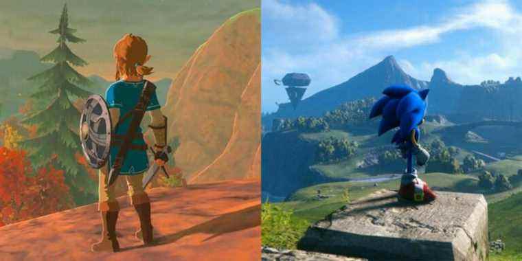 Link in Breath of the Wild and Sonic in Sonic Frontiers