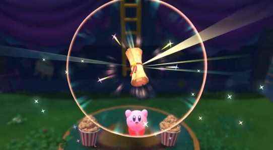 Kirby finding a blueprint in Kirby and the Forgotten Land