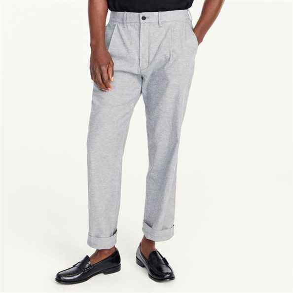 J.Crew Pantalon chino plissé en coton-lin stretch