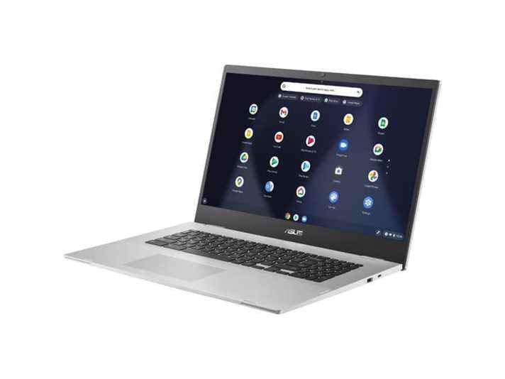 Chromebook ASUS 17 pouces sur fond blanc.