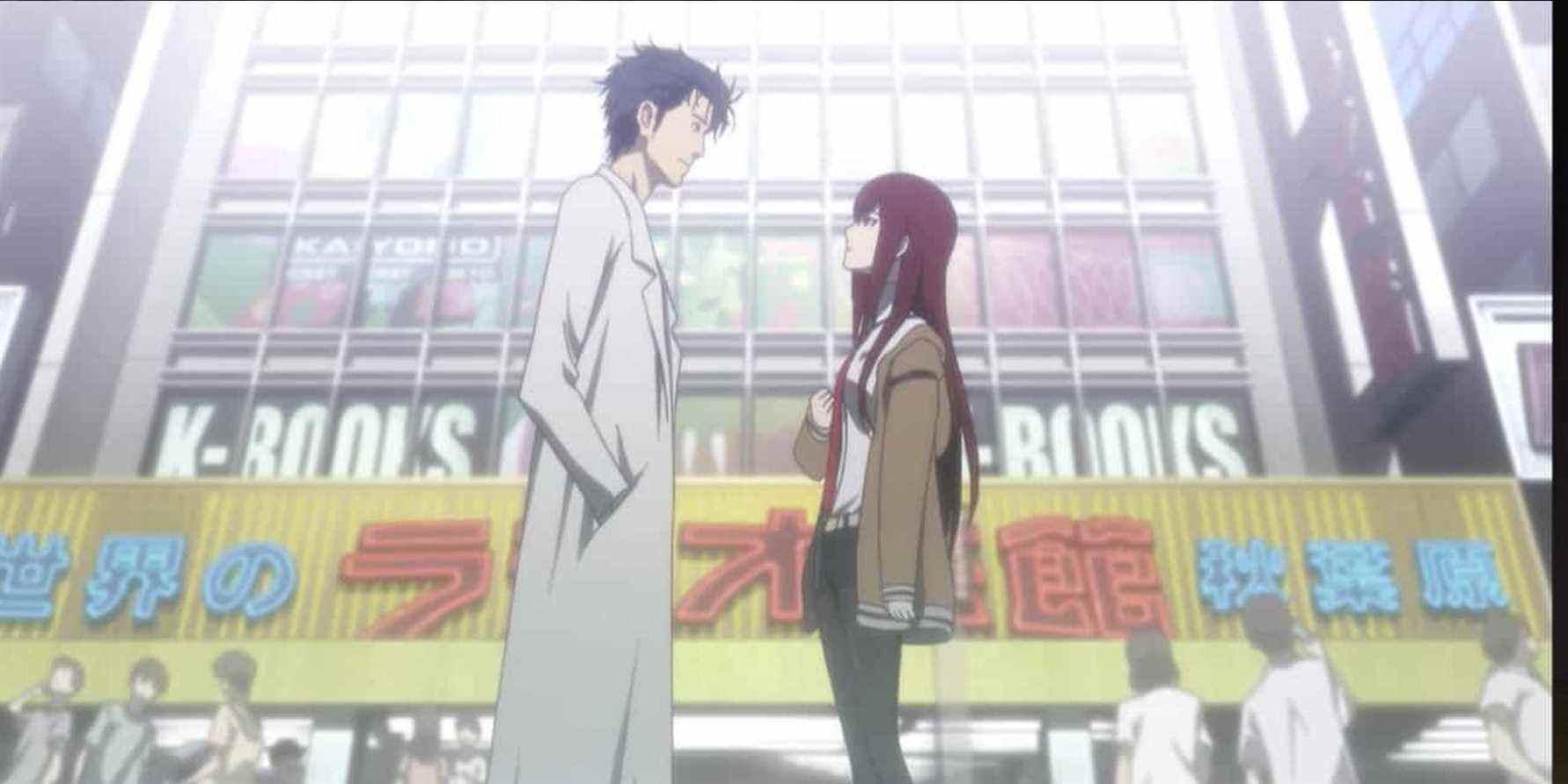 Okabe et Kurisu dans l'anime Steins Gate