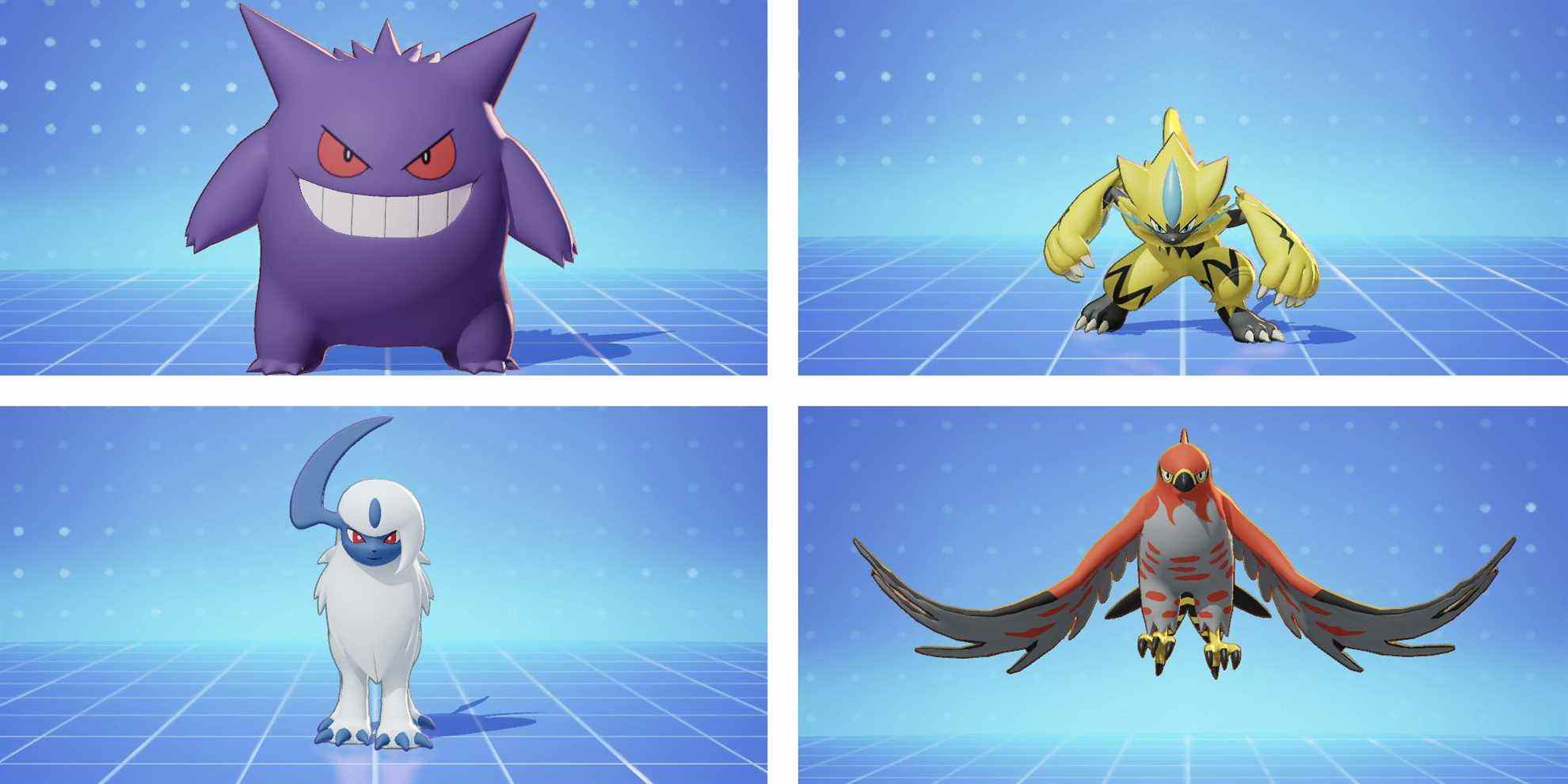 Pokemon Unite Speedsters Gengar, Zeraora, Absol, and Talonflame