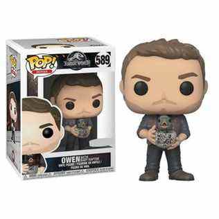 Jurassic World 2 : Owen avec Baby Raptor EXC Pop !  Figurine en vinyle