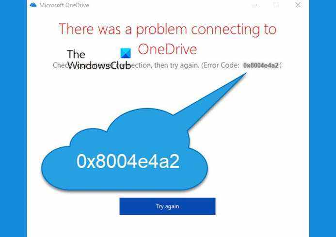 Correction du code d’erreur OneDrive 0x8004e4a2