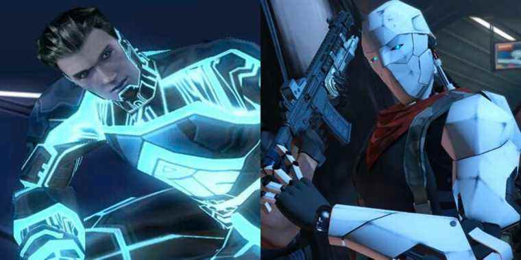 Split image of Jet from Tron 2.0 and a robot from Binary Domain