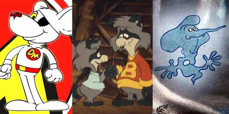 title image 1980s cartoons split image Danger Mouse The Racoons Willo The Wisp