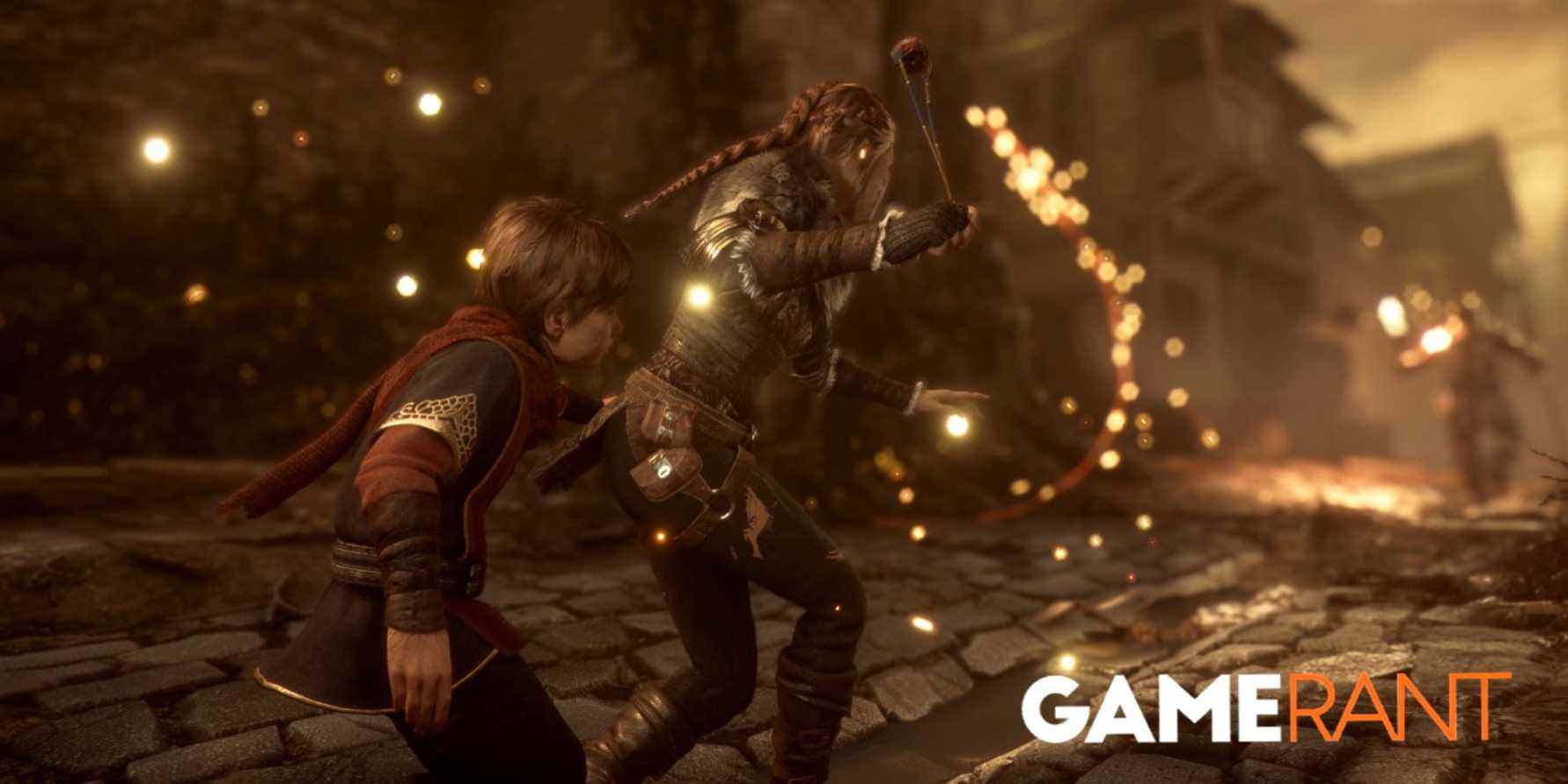 A Plague Tale Innocence Amicia utilise Ignifer pour défendre Hugo