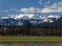 La marque la plus photographiée de la vallée de Comox, le glacier Comox ou Queneesh, comme on l'appelle dans la langue locale de la Première nation K'omoks.  Photographié en 2007. 