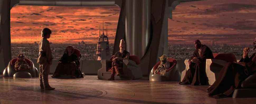 Anakin standing before the Jedi Council in The Phantom Menace