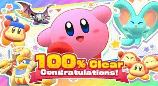 kirby and the forgotten land 100 percent clear screen reward