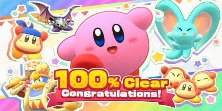 kirby and the forgotten land 100 percent clear screen reward