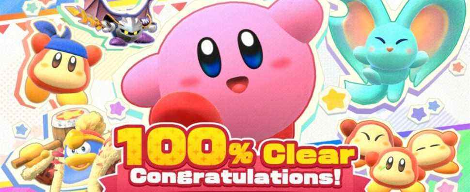 kirby and the forgotten land 100 percent clear screen reward