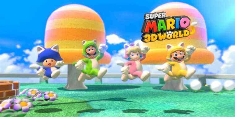 mario 3d world characters jumping cat suit