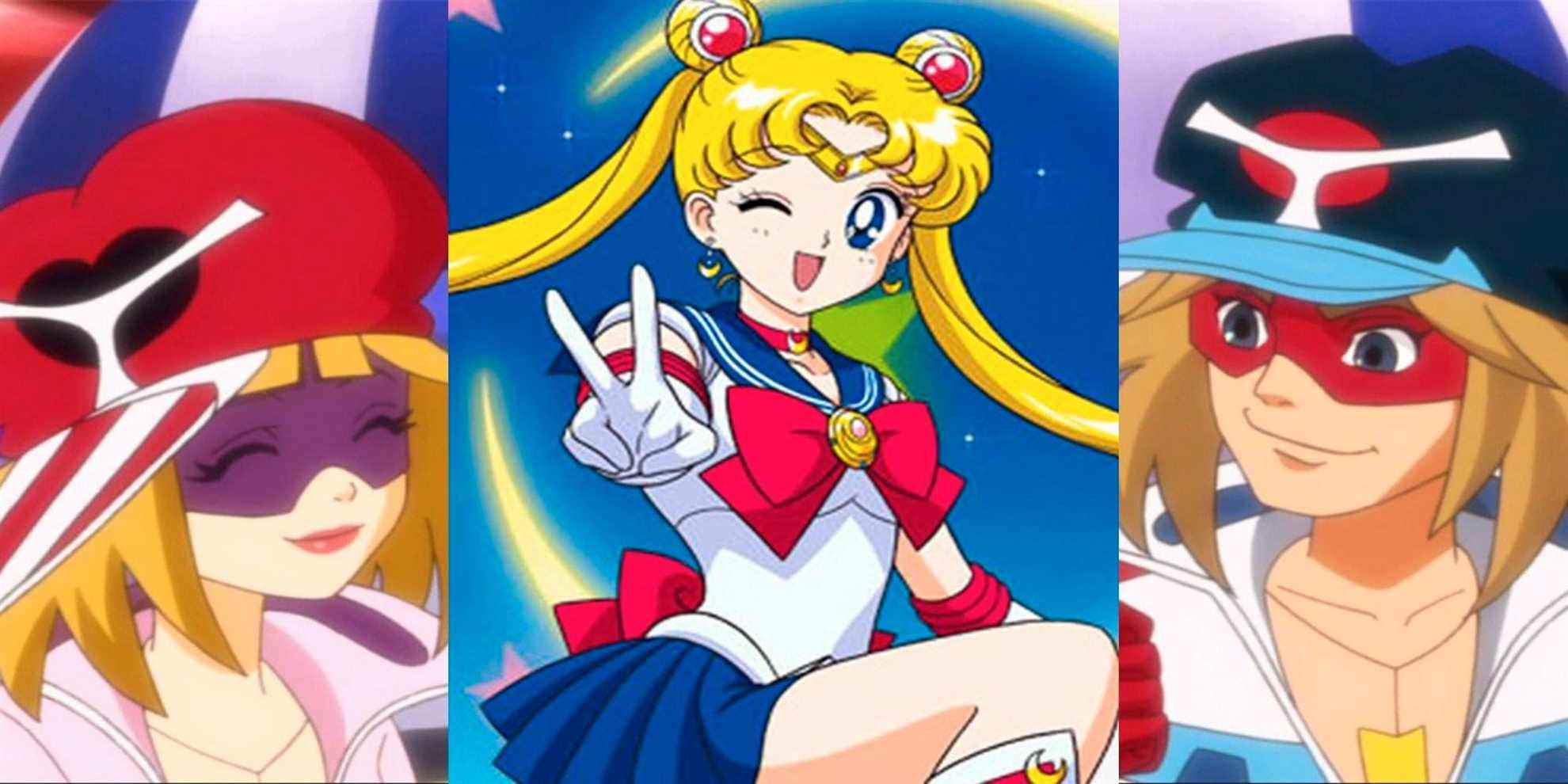 title split image anime like tiger and bunny Yatterman and Sailor Moon