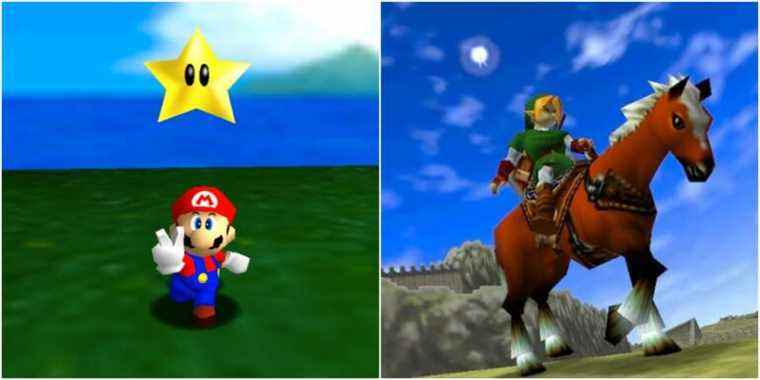 (Left) Mario with a star (Right) Link with Epona