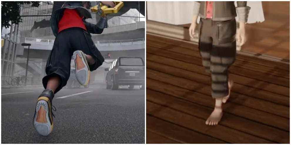 Image fractionnée des pieds de Sora de Kingdom Hearts 4.