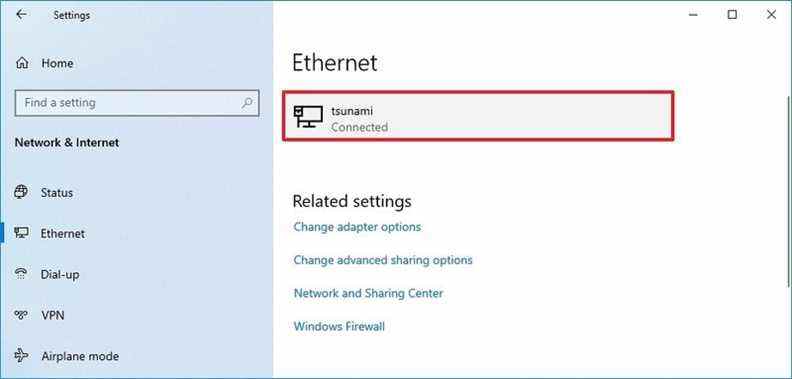 Paramètres Connexions Ethernet