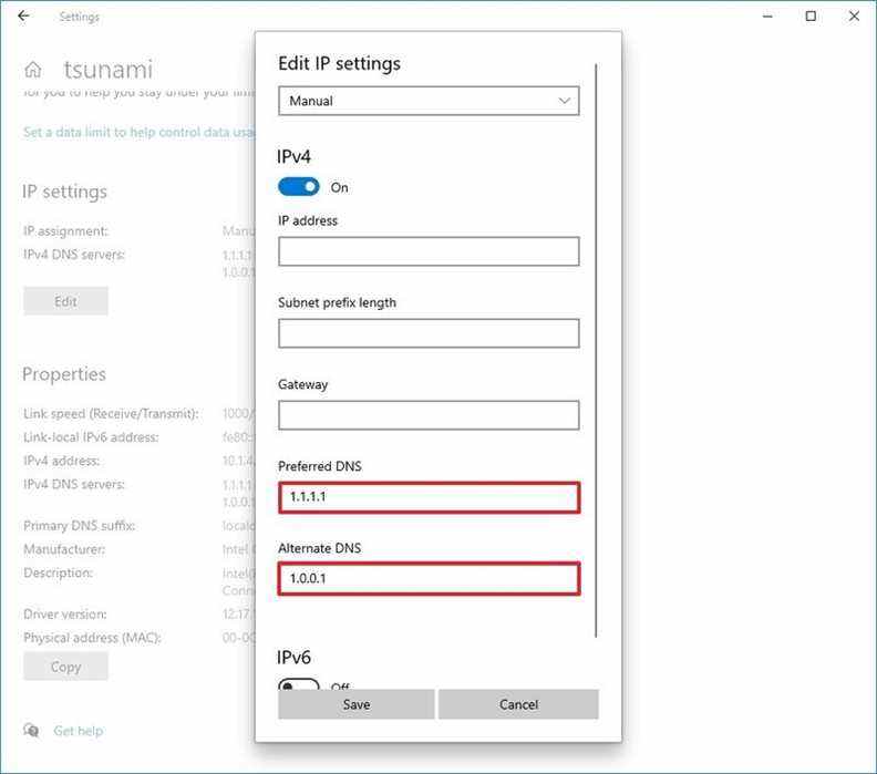 Les paramètres de Windows 11 modifient le DNS