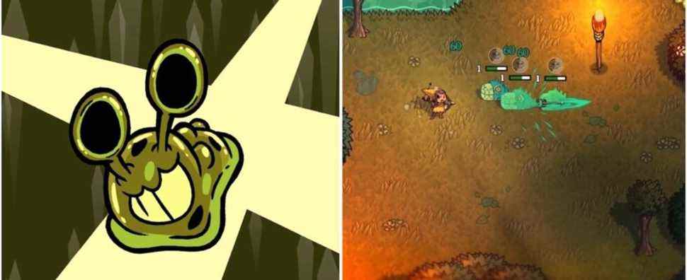 The slug form and fighting enemies in Nobody Saves the World