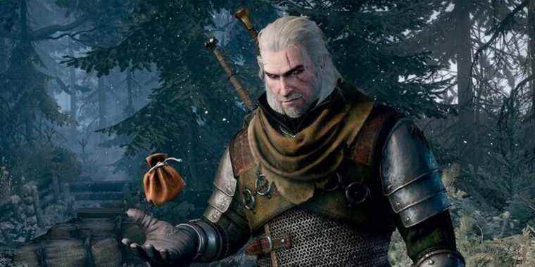 Geralt Of Rivia With A Bag Of Coins From The Witcher 3