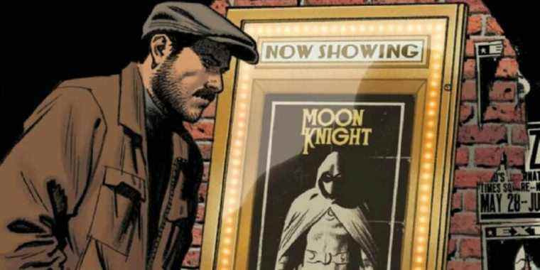 Jake Lockley next to Moon Knight billboard comic