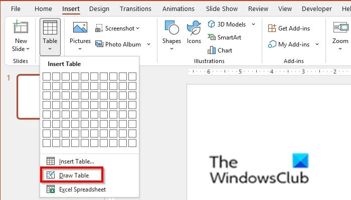 Comment insérer un tableau ou dessiner un tableau dans PowerPoint