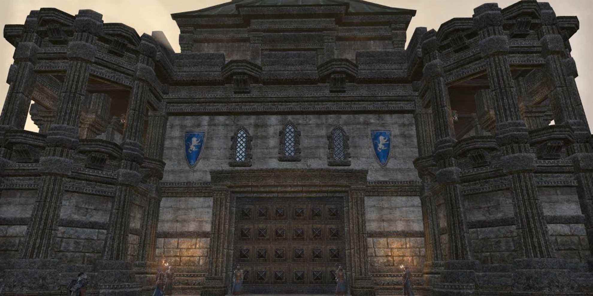 Château de l'ESO à l'intérieur de Cyrodiil gardé par des soldats