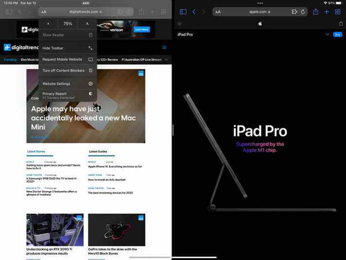 Mise à l'échelle des pages Web dans iPadOS dans Safari