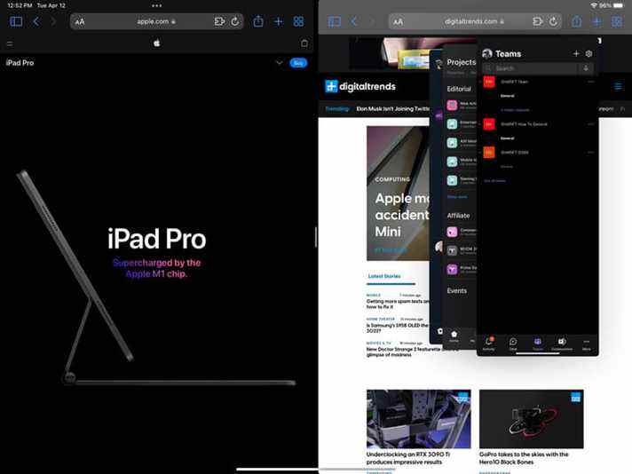 Faites glisser les applications sur un iPad Pro au-dessus de Safari.