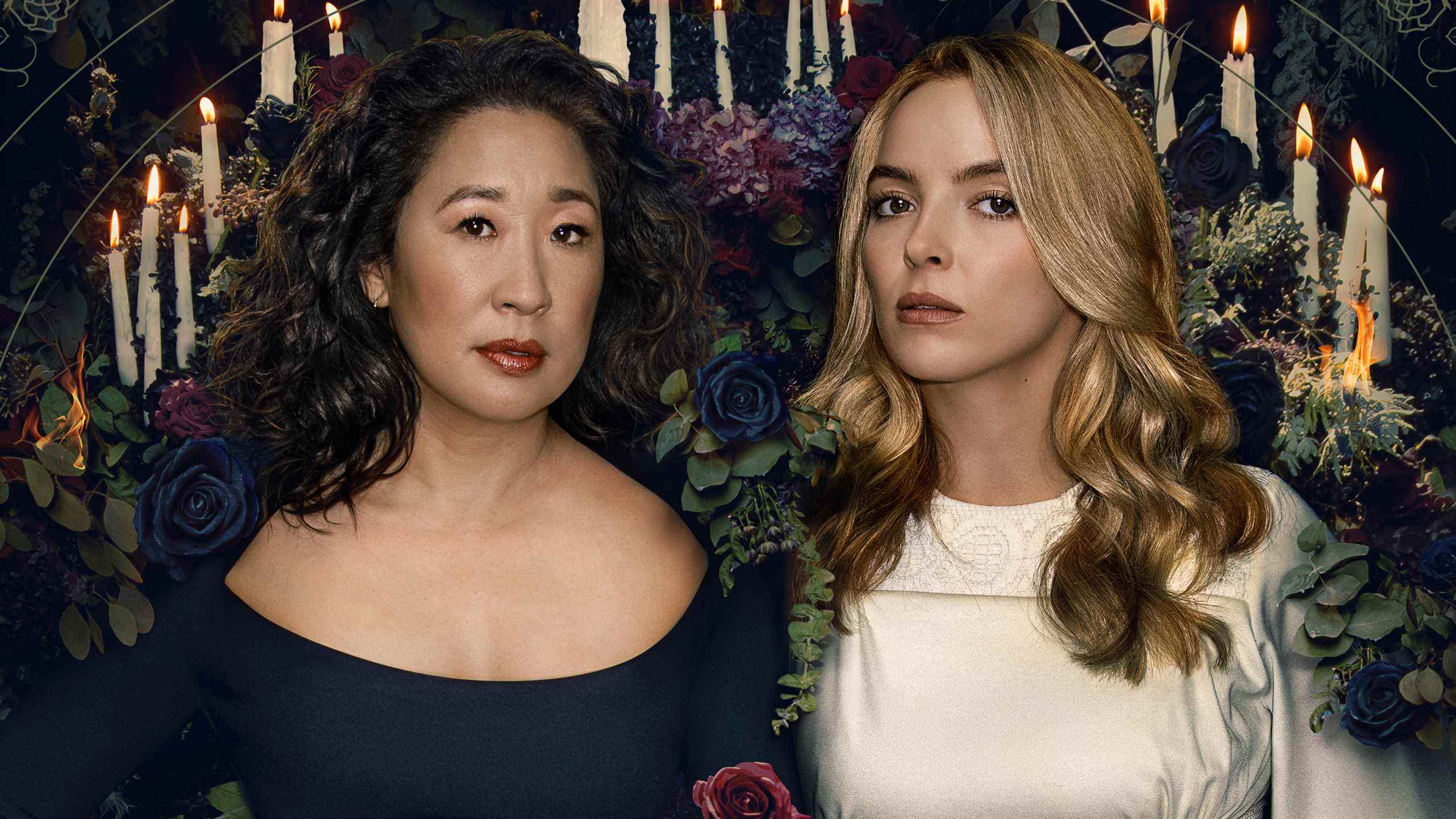 (LR) Sandra Oh comme Eve Polastri, Jodie Comer comme Villanelle dans Killing Eve _ Saison 4, Key Art - Crédit photo :