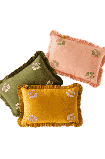 Coussin en velours côtelé pêche Leinikki