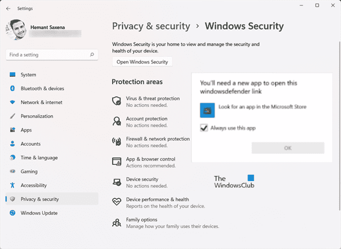 Vous aurez besoin d’une nouvelle application pour ouvrir ce lien windowsdefender [Fixed]