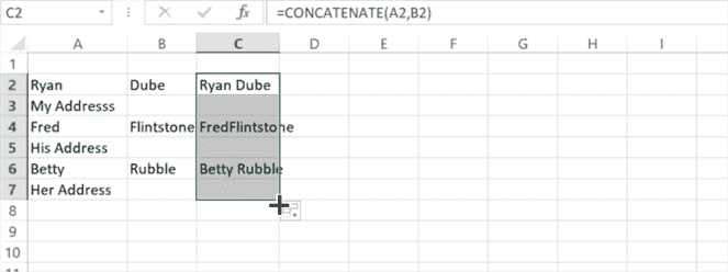 menu de remplissage automatique excel