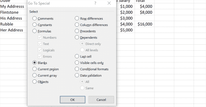 sélection de remplissage automatique excel