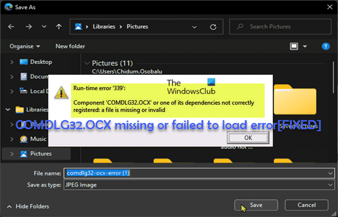 Correction de l’erreur COMDLG32.OCX manquante ou impossible à charger sous Windows 11