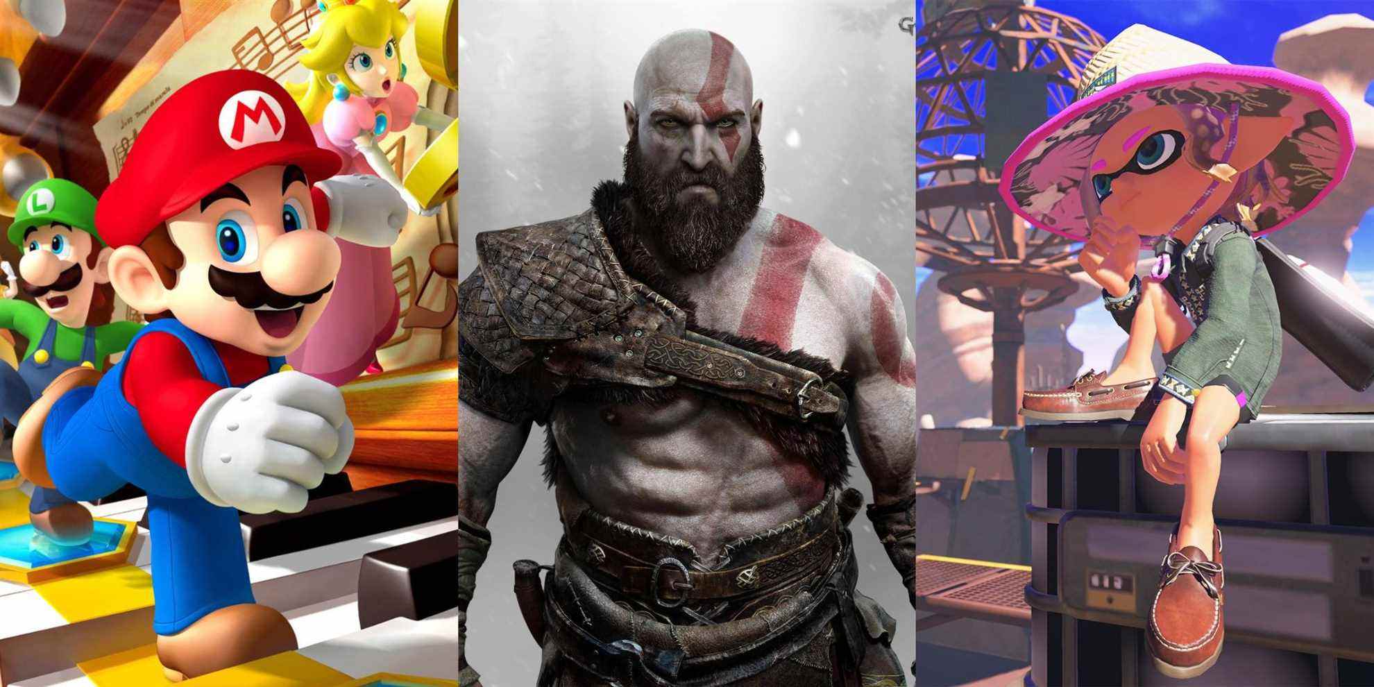 Mario, Kratos, and an Inkling from Splatoon