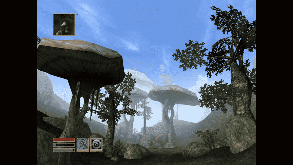 Un paysage de champignons dans The Elder Scrolls 3: Morrowind